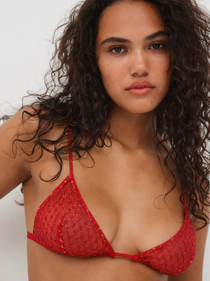 For Love and Lemons - Glitter Bralette - Red