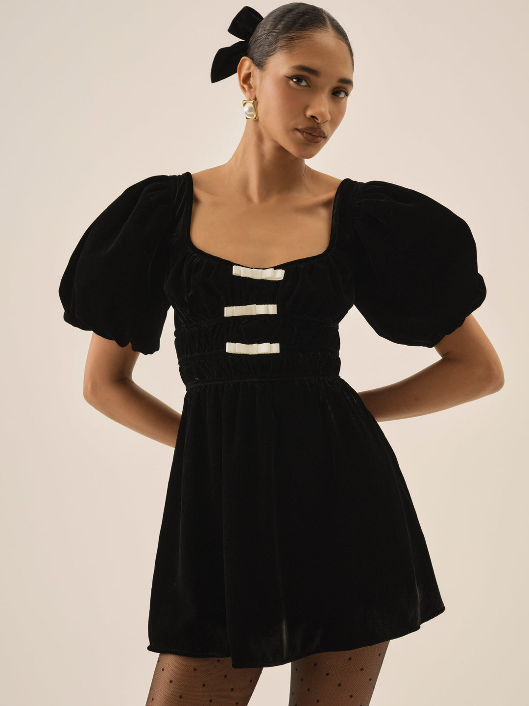 For Love and Lemons - Marta Velvet Mini Dress - Black