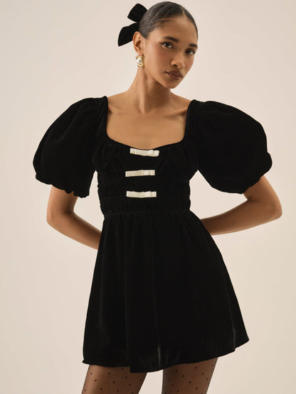 For Love and Lemons - Marta Velvet Mini Dress - Black