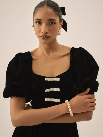 For Love and Lemons - Marta Velvet Mini Dress - Black