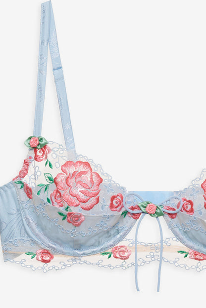 For Love and Lemons - Vintage Rose Eyelet Bra - Blue