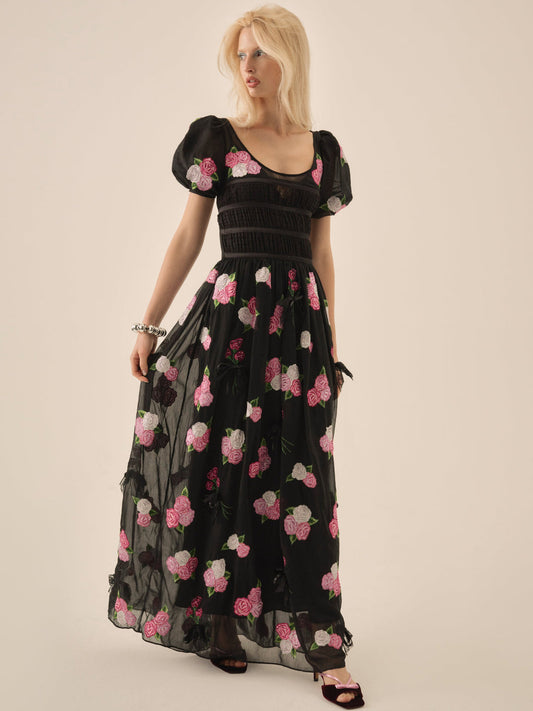 For Love and Lemons - Midnight Garden Maxi Dress - Black