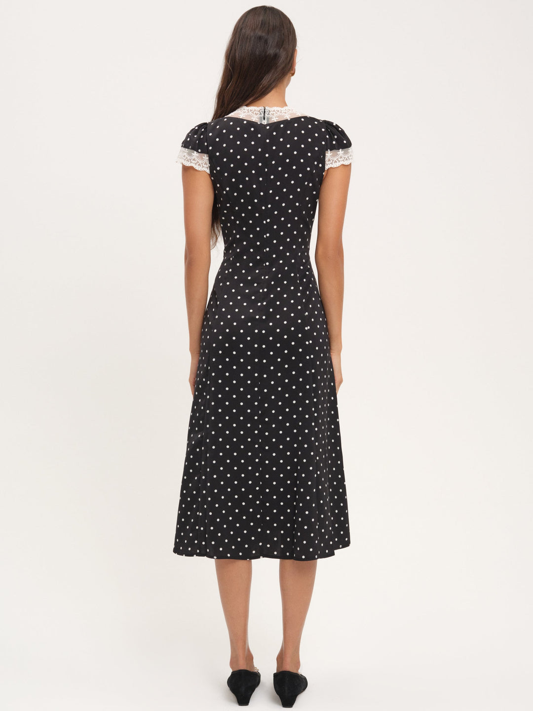 For Love and Lemons - Cross Your Heart Midi Dress - Black Dot