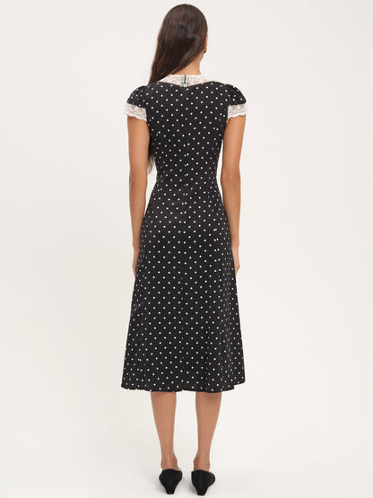 For Love and Lemons - Cross Your Heart Midi Dress - Black Dot