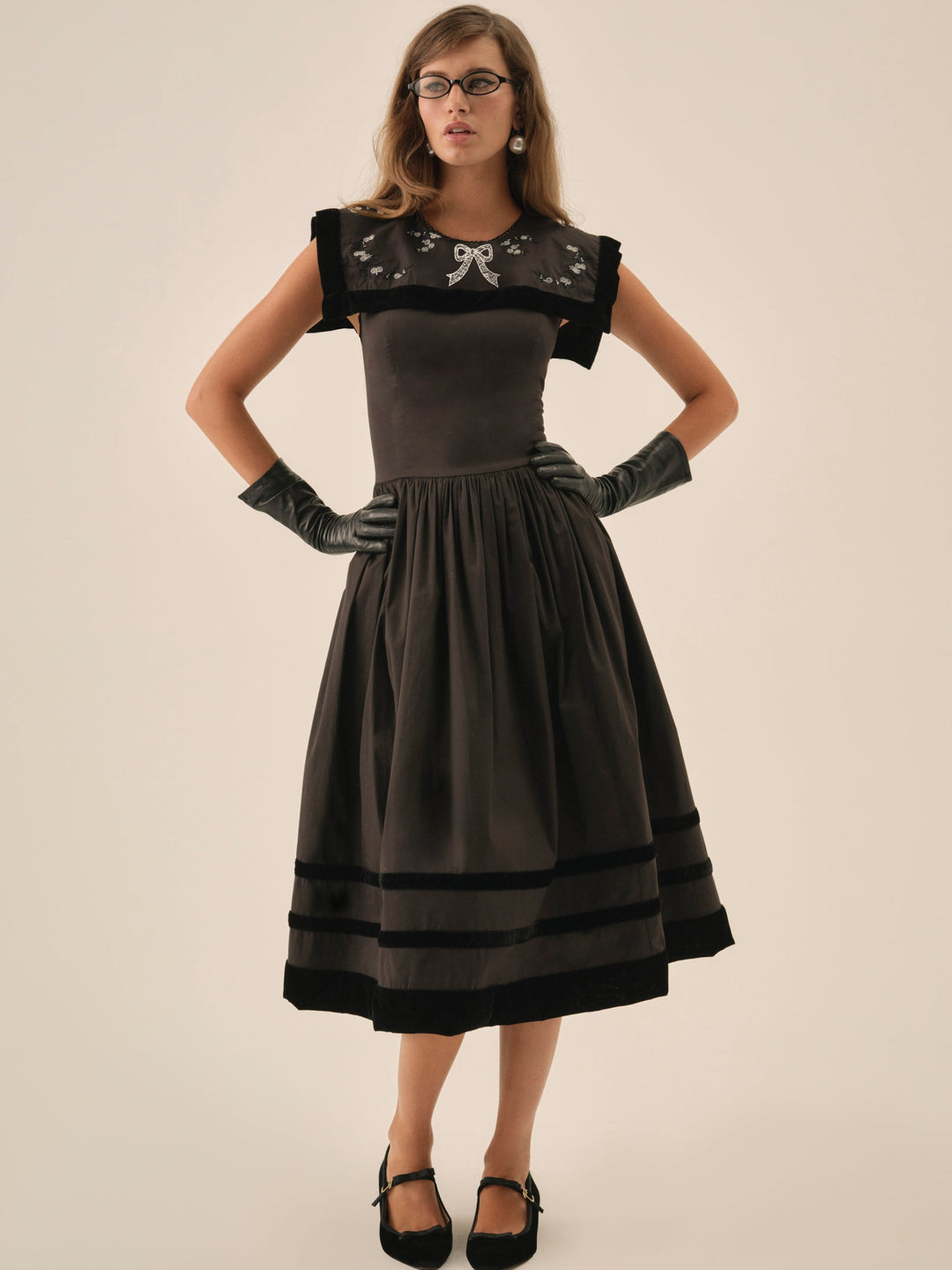 For Love and Lemons - Train Station Poplin Midi Dress - Black