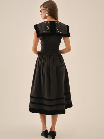 For Love and Lemons - Train Station Poplin Midi Dress - Black