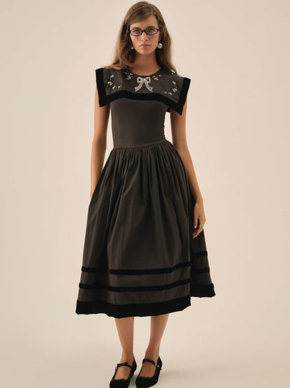 For Love and Lemons - Train Station Poplin Midi Dress - Black