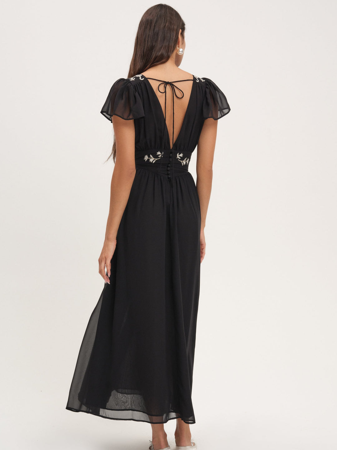 For Love and Lemons - Emmie Chiffon Maxi Dress - Black