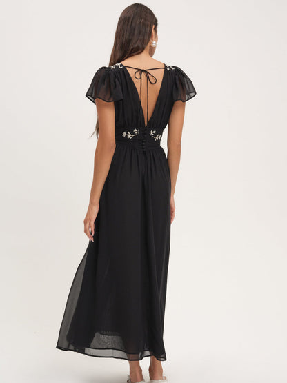 For Love and Lemons - Emmie Chiffon Maxi Dress - Black