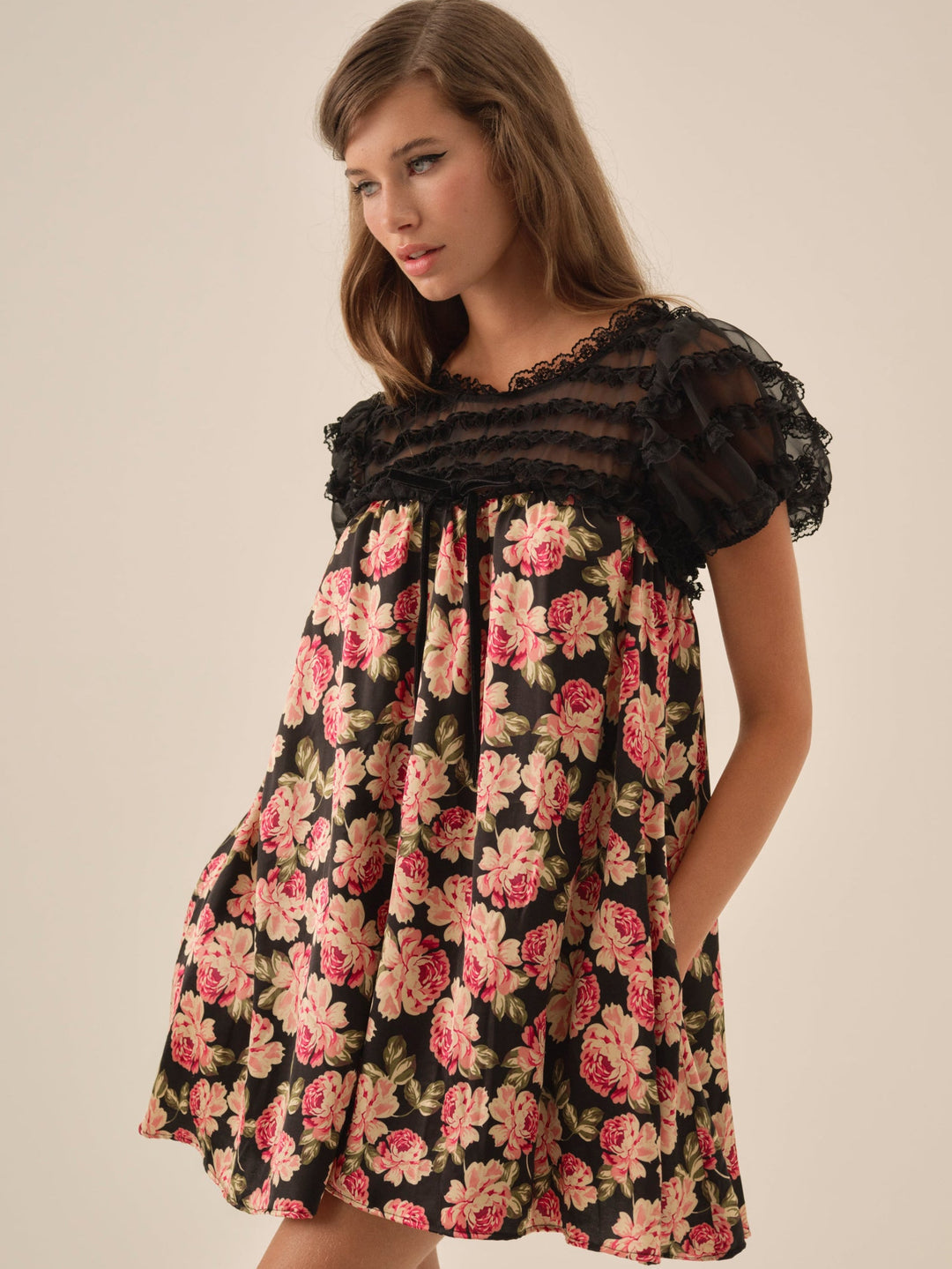 For Love and Lemons - Belmond Floral Mini Dress - Black