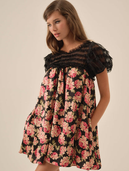 For Love and Lemons - Belmond Floral Mini Dress - Black