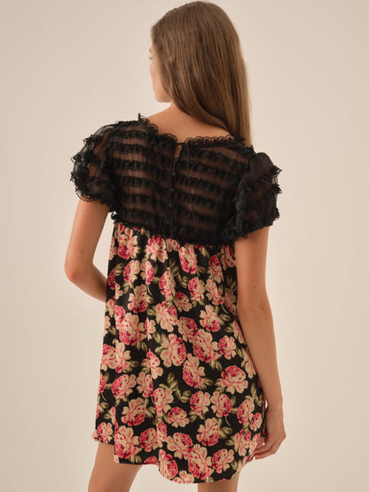 For Love and Lemons - Belmond Floral Mini Dress - Black