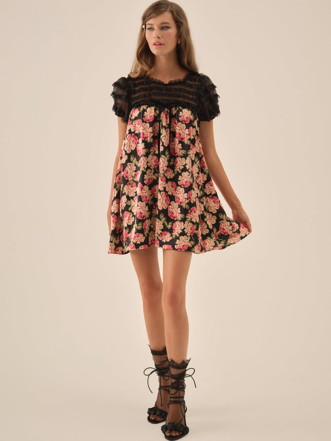 For Love and Lemons - Belmond Floral Mini Dress - Black