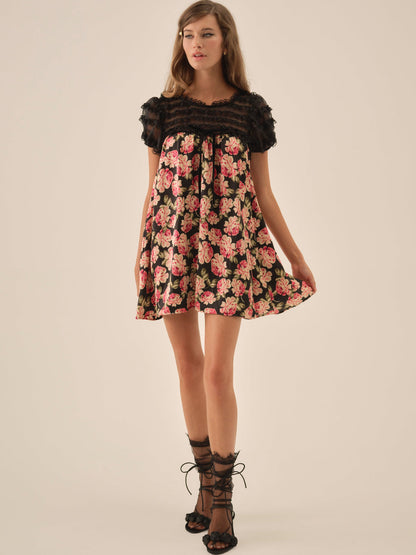 For Love and Lemons - Belmond Floral Mini Dress - Black