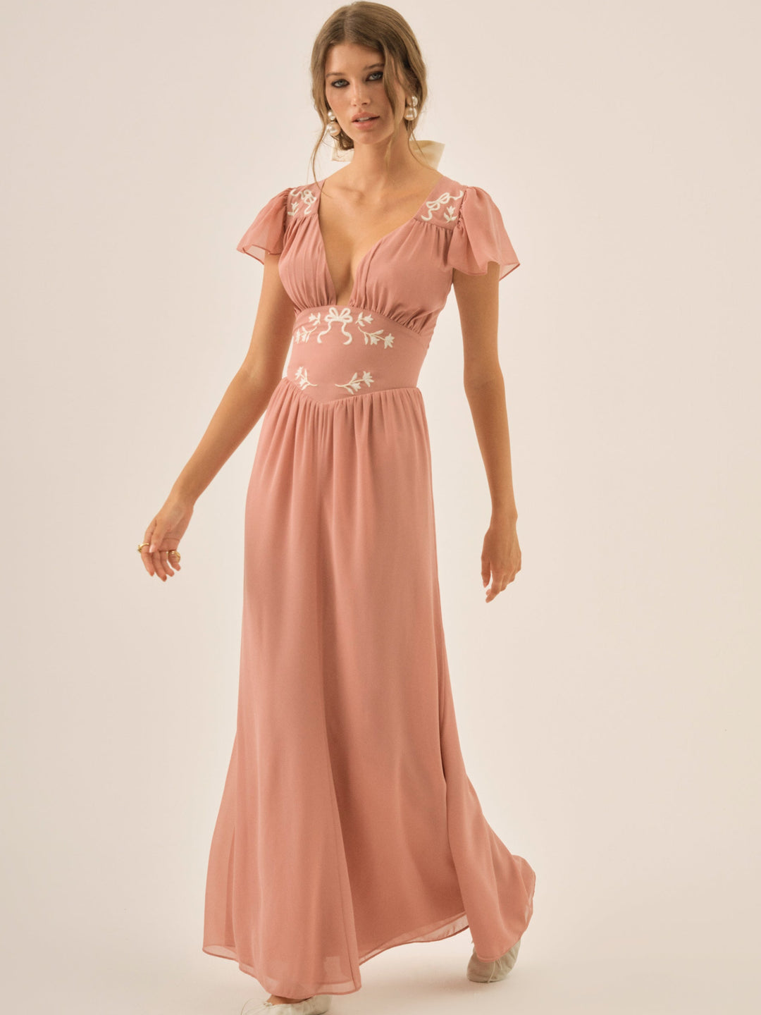 For Love and Lemons - Emmie Chiffon Maxi Dress - Mauve