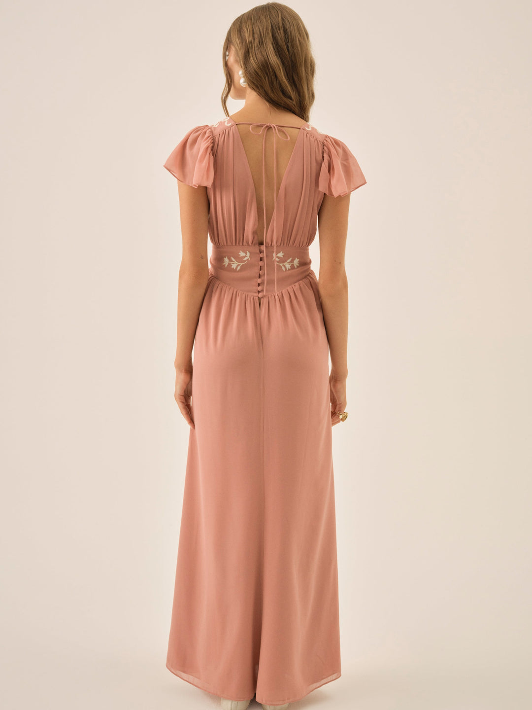 For Love and Lemons - Emmie Chiffon Maxi Dress - Mauve