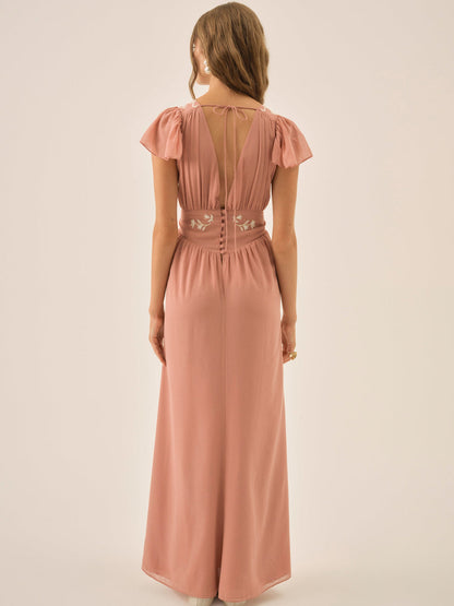 For Love and Lemons - Emmie Chiffon Maxi Dress - Mauve