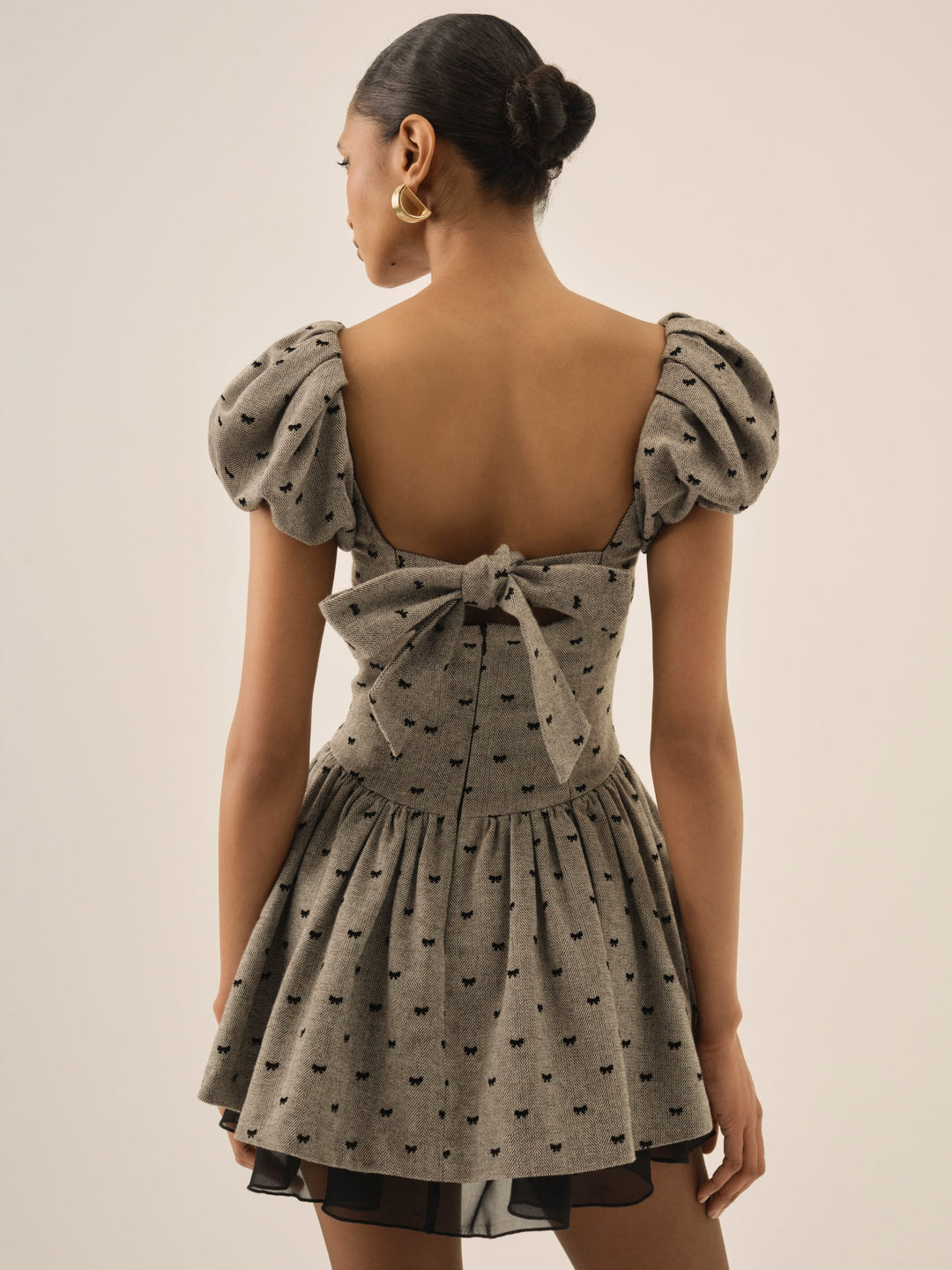 For Love and Lemons - Twill Bow Mini Dress - Grey
