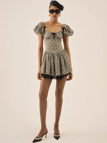 For Love and Lemons - Twill Bow Mini Dress - Grey