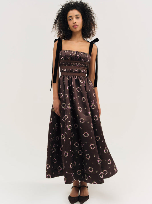 For Love and Lemons - Kendra Midi Dress - Brown