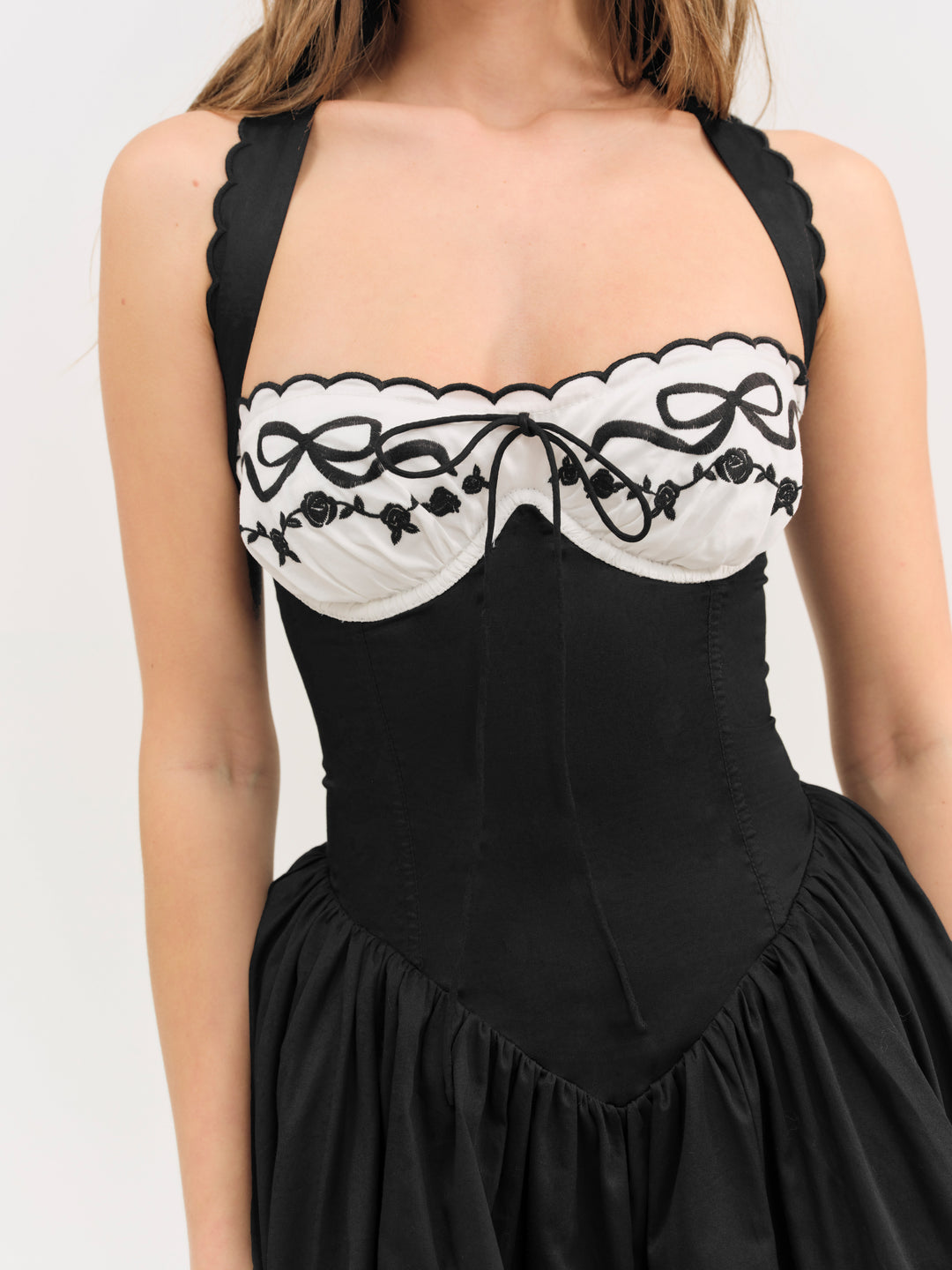 For Love and Lemons - Tea Time Poplin Bustier Mini Dress - Black