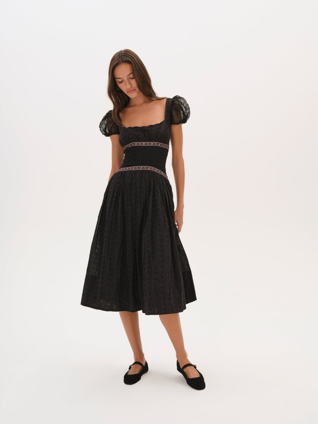 For Love and Lemons - Verbana Eyelet Midi Dress - Black