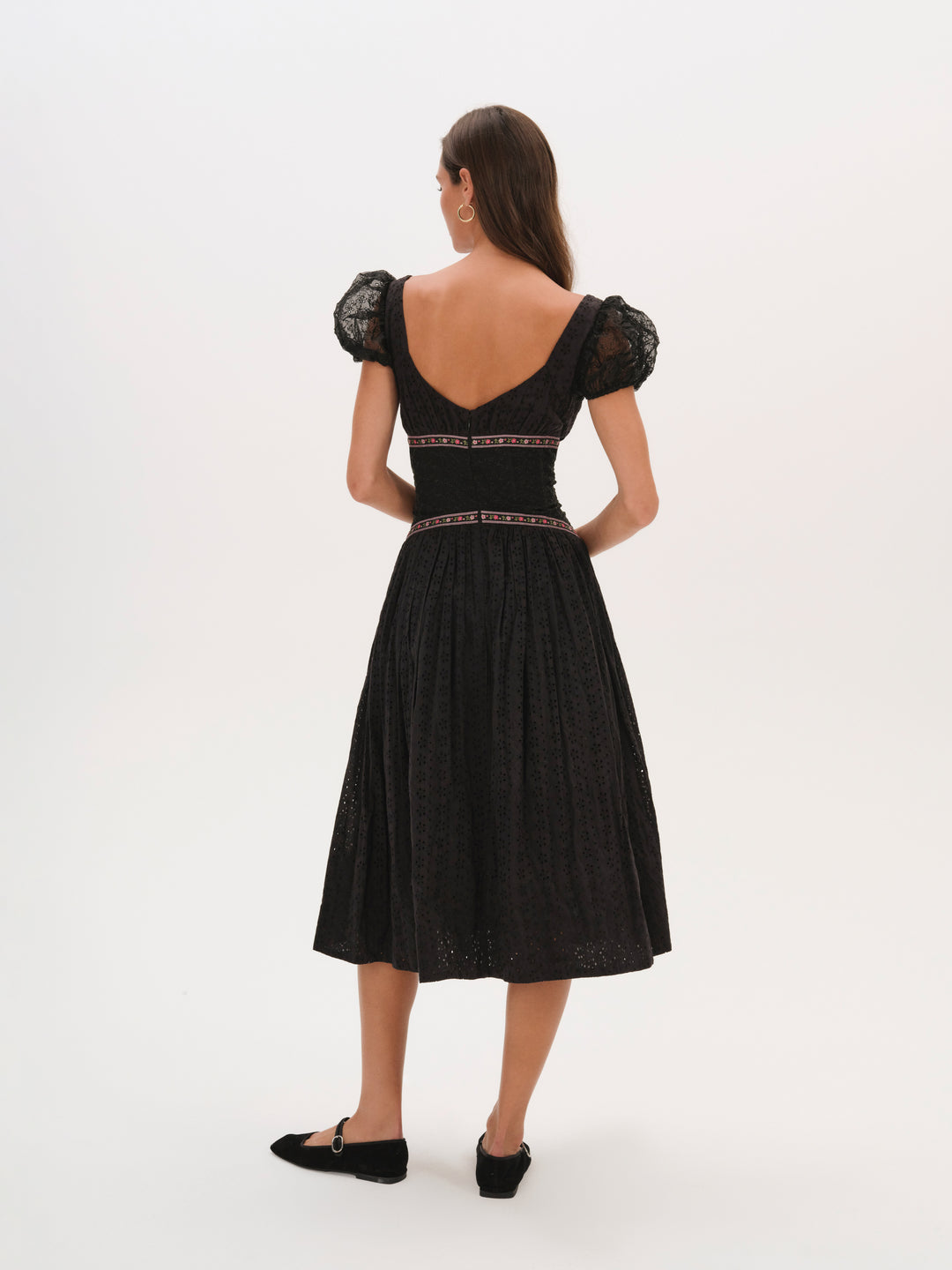 For Love and Lemons - Verbana Eyelet Midi Dress - Black