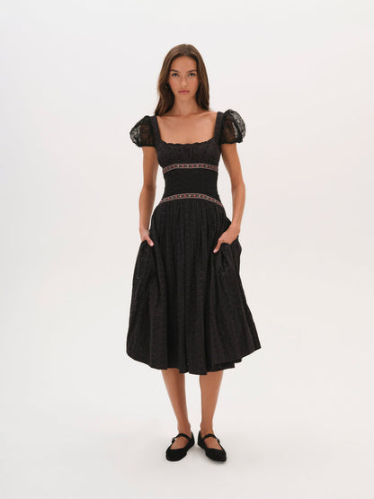 For Love and Lemons - Verbana Eyelet Midi Dress - Black