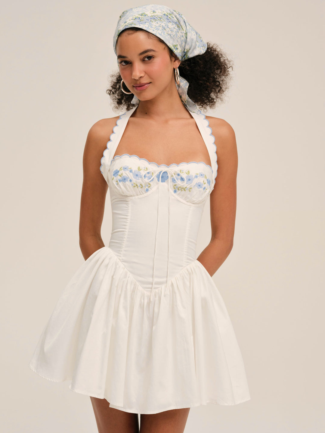 For Love and Lemons - Tea Time Poplin Bustier Mini Dress - White