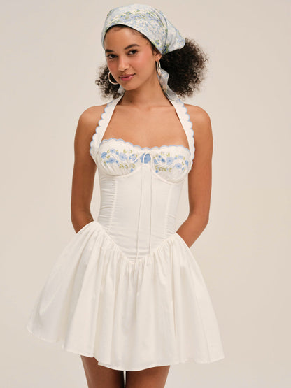 For Love and Lemons - Tea Time Poplin Bustier Mini Dress - White