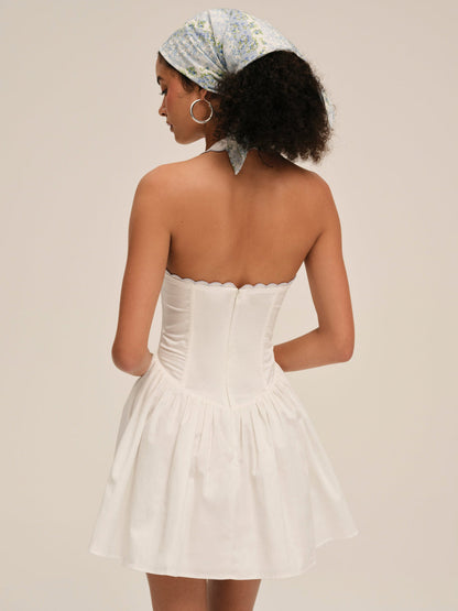For Love and Lemons - Tea Time Poplin Bustier Mini Dress - White