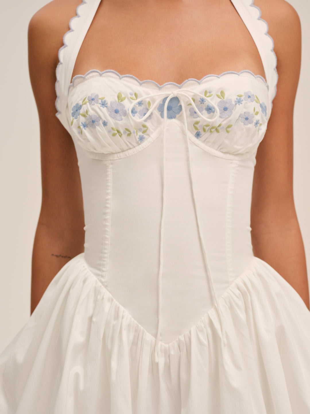 For Love and Lemons - Tea Time Poplin Bustier Mini Dress - White