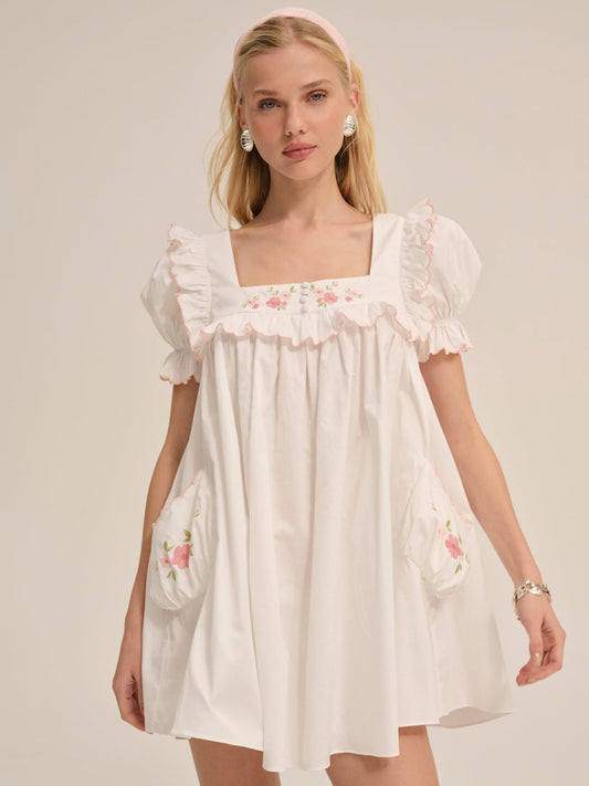 For Love and Lemons - Tea Time Babydoll Dress - White