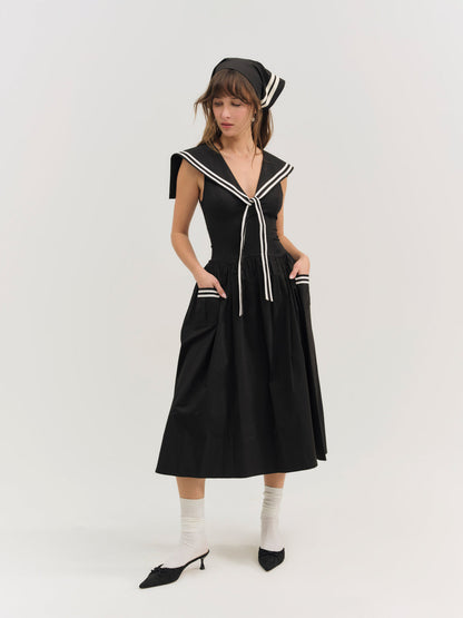 For Love and Lemons - Helena Poplin Collared Midi Dress - Black