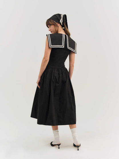 For Love and Lemons - Helena Poplin Collared Midi Dress - Black