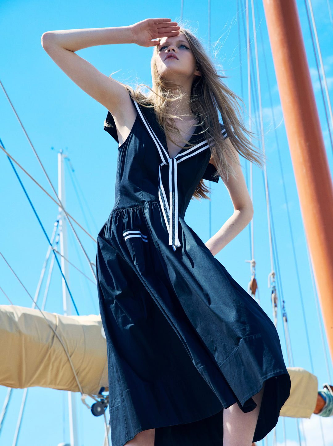 For Love and Lemons - Helena Poplin Collared Midi Dress - Black