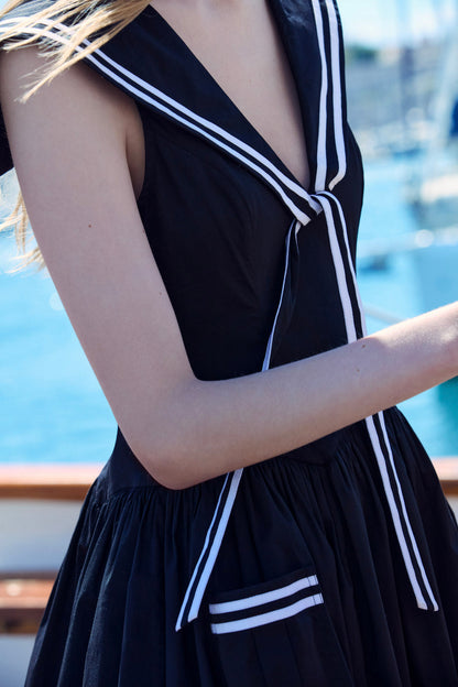 For Love and Lemons - Helena Poplin Collared Midi Dress - Black