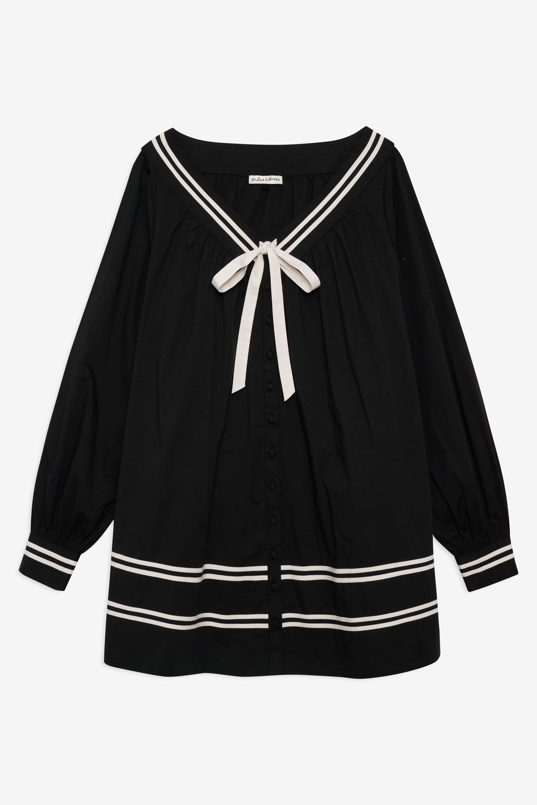 For Love and Lemons - Helena Poplin Long Sleeve Mini Dress - Black