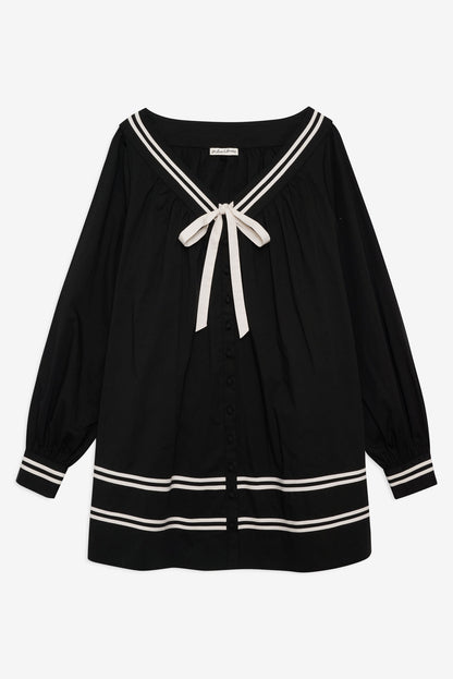 For Love and Lemons - Helena Poplin Long Sleeve Mini Dress - Black