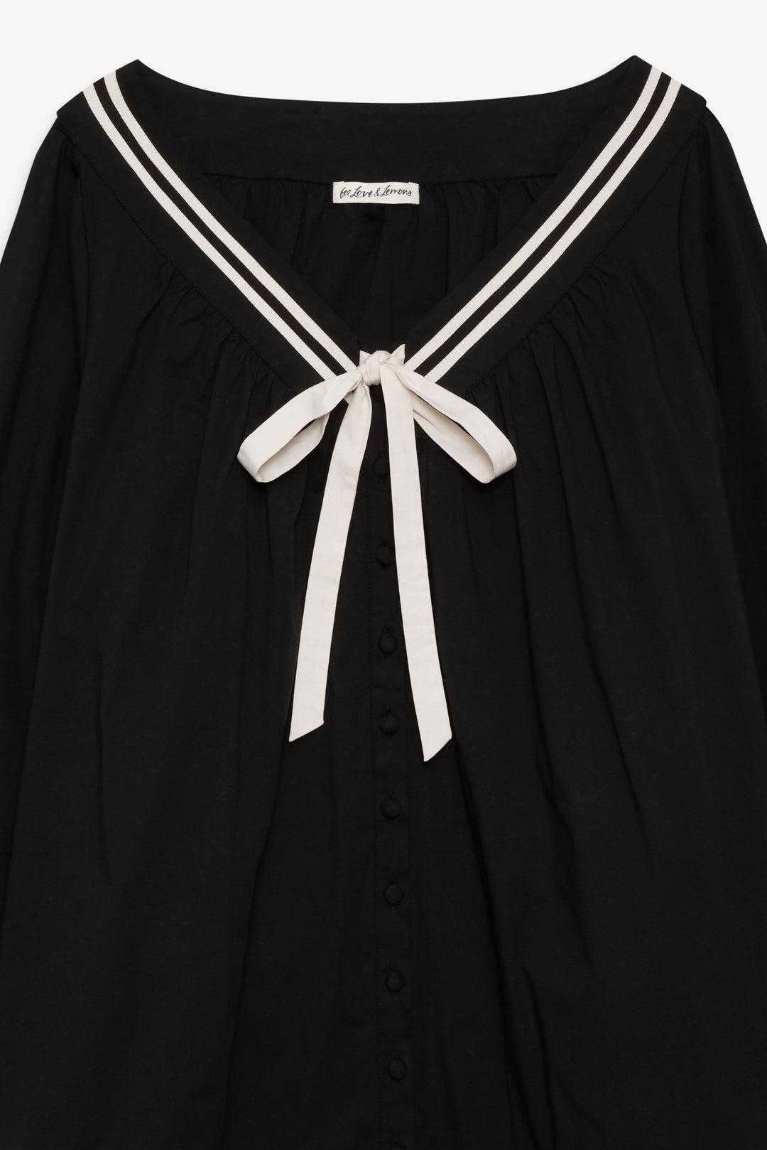 For Love and Lemons - Helena Poplin Long Sleeve Mini Dress - Black