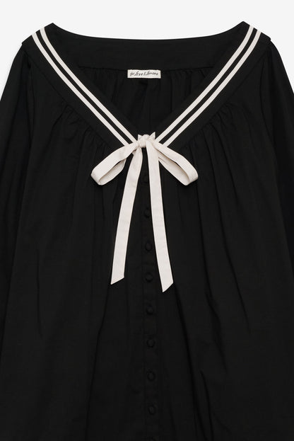 For Love and Lemons - Helena Poplin Long Sleeve Mini Dress - Black