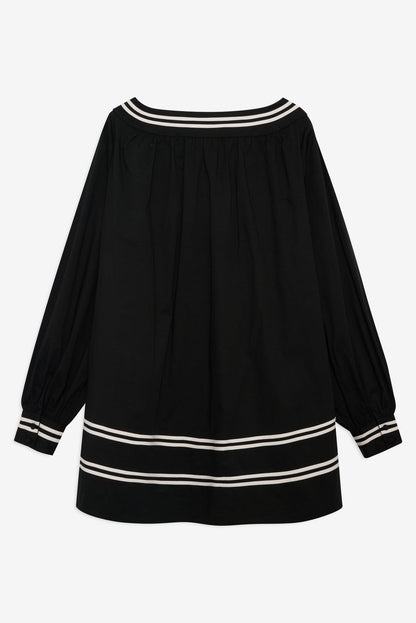 For Love and Lemons - Helena Poplin Long Sleeve Mini Dress - Black