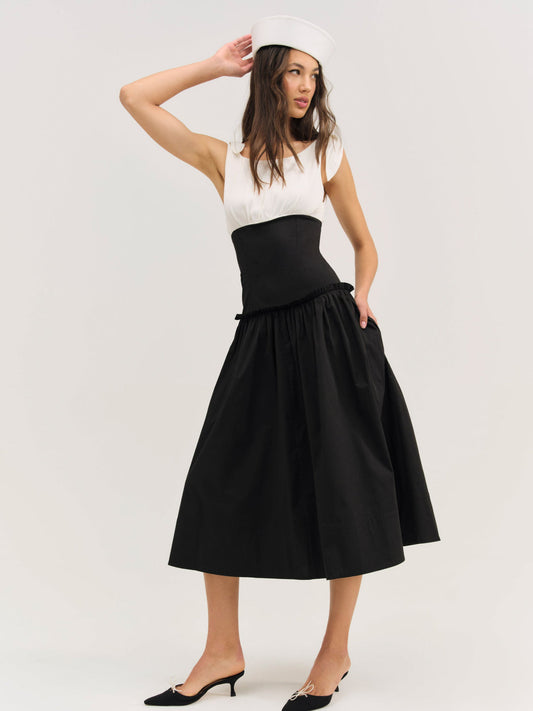 For Love and Lemons - Helena Poplin Midi Dress - Black
