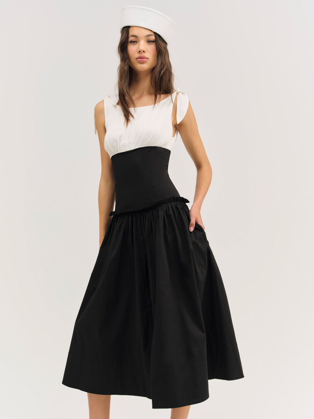 For Love and Lemons - Helena Poplin Midi Dress - Black