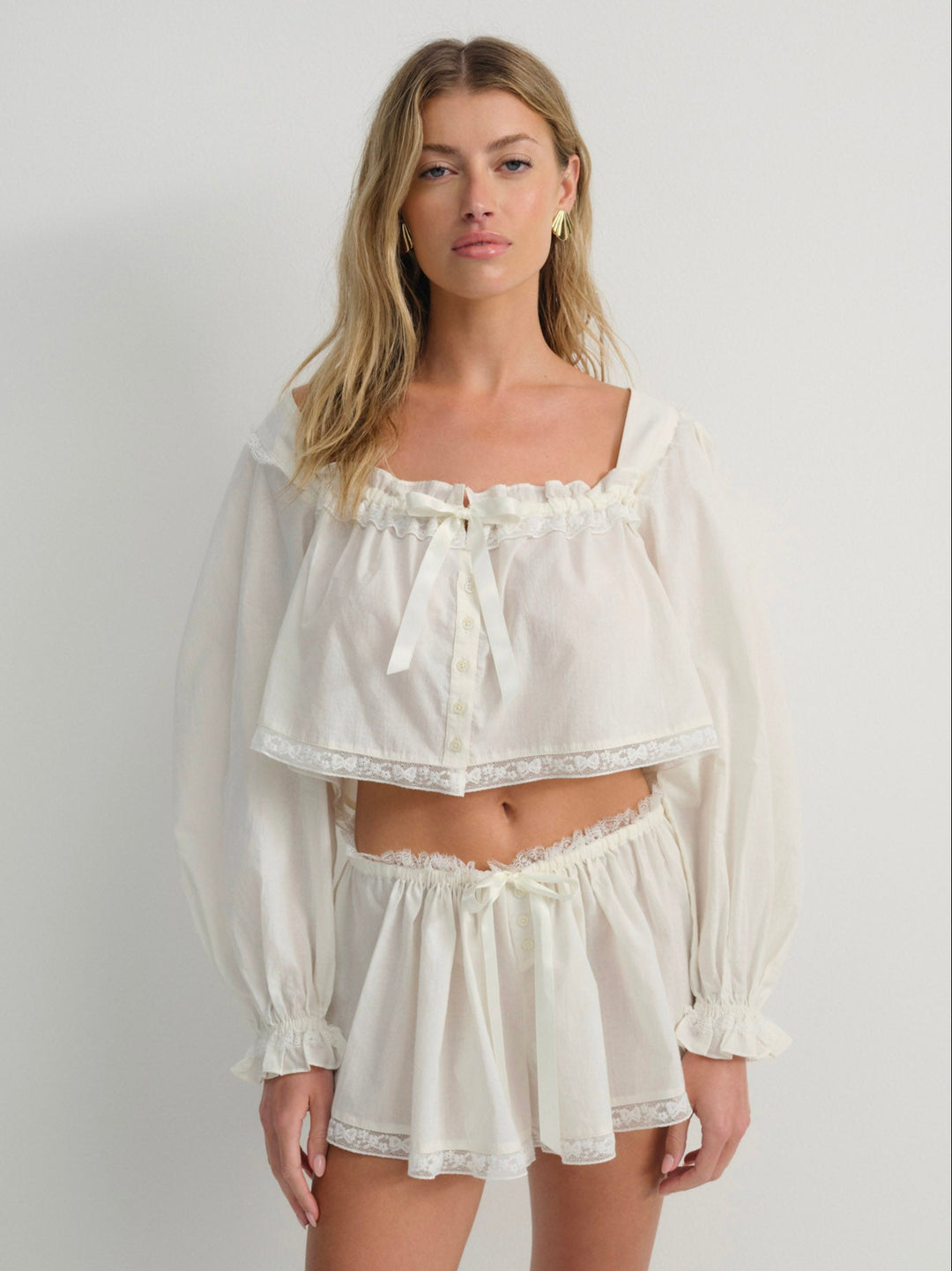 For Love and Lemons - Venetia Sleep Top - Vintage Cream