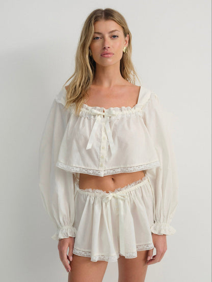 For Love and Lemons - Venetia Sleep Top - Vintage Cream