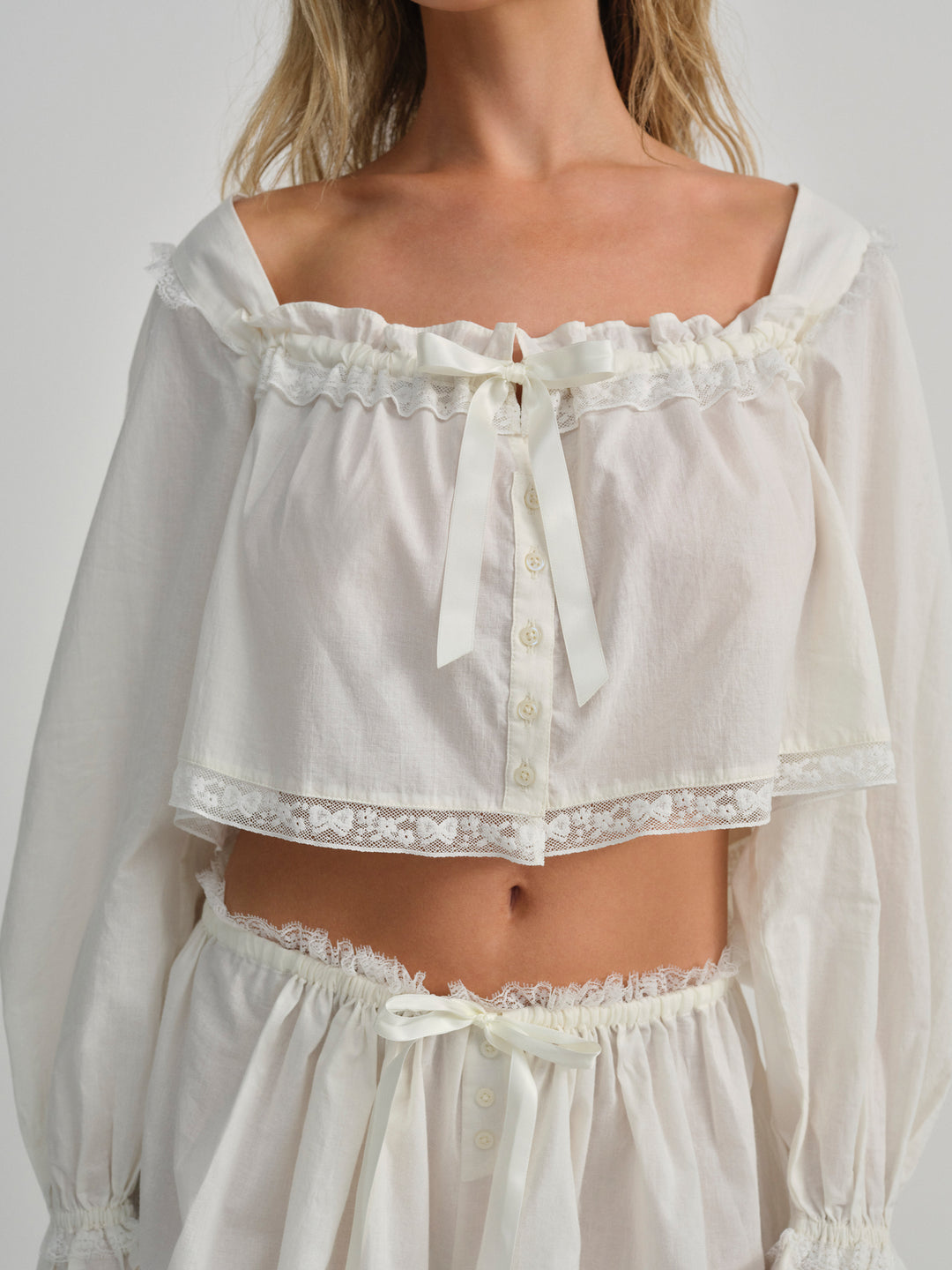 For Love and Lemons - Venetia Sleep Top - Vintage Cream