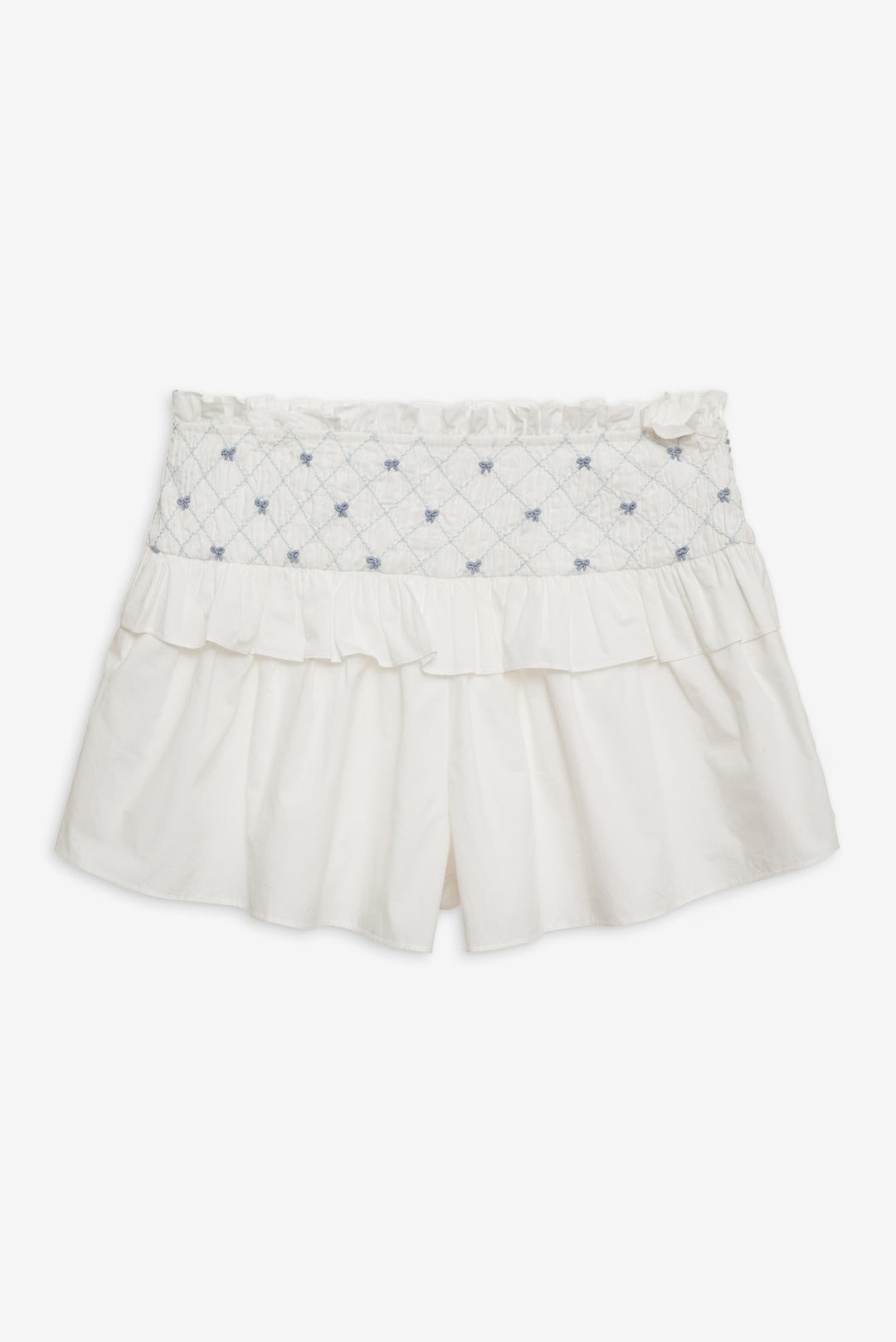 For Love and Lemons - Birdie Bow Smocked Short - White