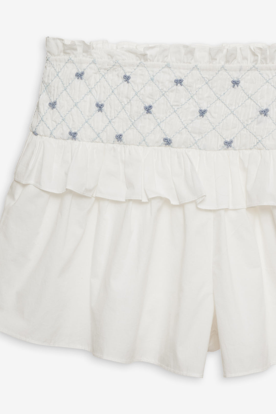 For Love and Lemons - Birdie Bow Smocked Short - White