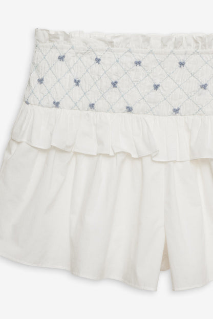 For Love and Lemons - Birdie Bow Smocked Short - White